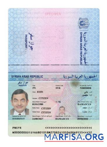 Downloadable Syria passport 2022 present real example